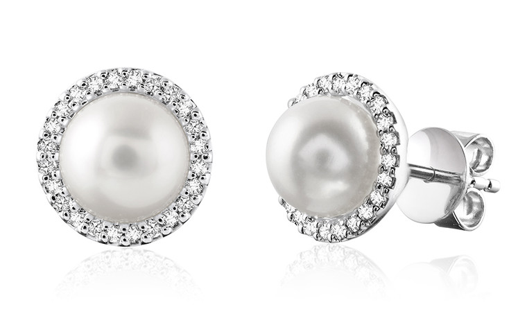 PEARL & DIAMOND EARRING  #13-0406SWP