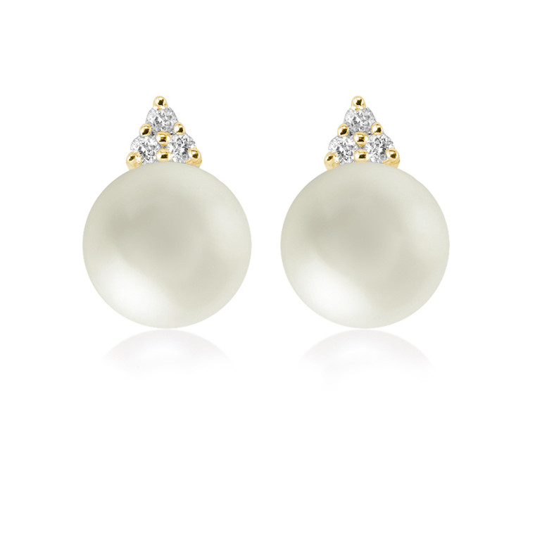 PEARL & DIAMOND EARRING  #13-040830YWP