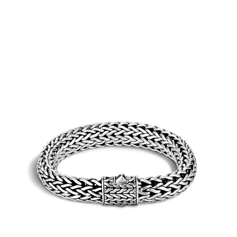 WOMEN's Classic Chain Silver Large Bracelet, Size M