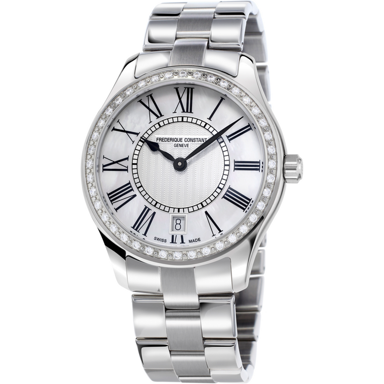 Frédérique Constant Classics Ladies Quartz 36 mm White Mother-of-Pearl Dial Stainless Steel Bracelet [FC-220MPW3BD6B]