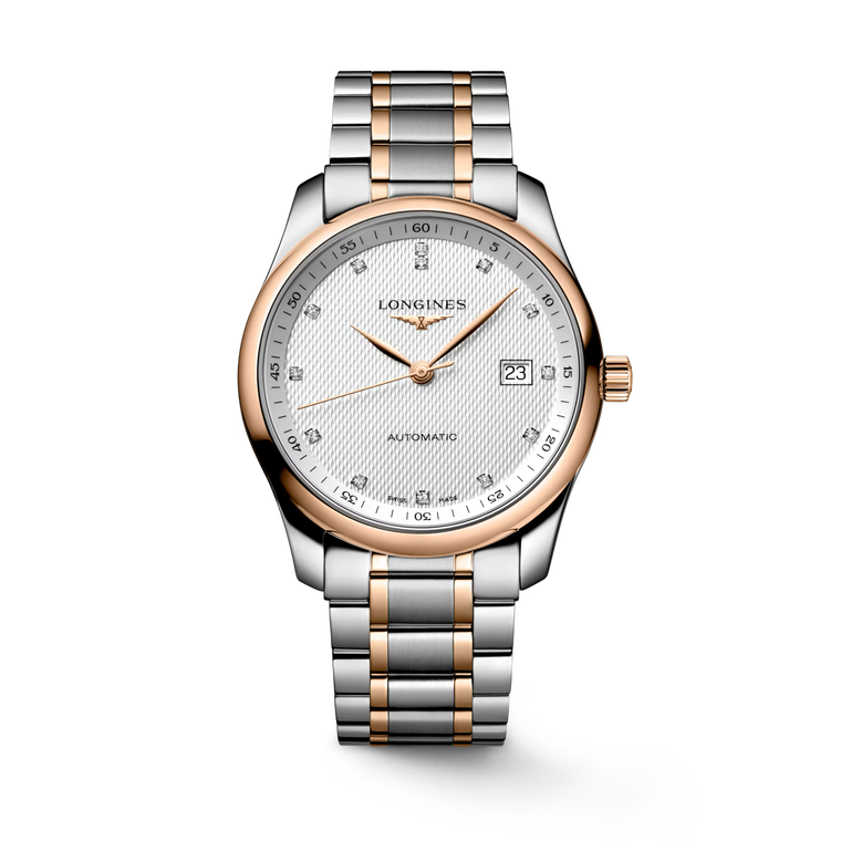 Longines Master Collection Automatic 40 mm Silver Barleycorn Diamond Dial Steel & 18K Rose Gold Bracelet [L2.793.5.77.7]