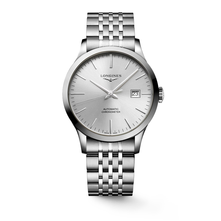 Longines Record Automatic Sunray Silver Dial Stainless Steel Bracelet 40 mm [L2.821.4.72.6]