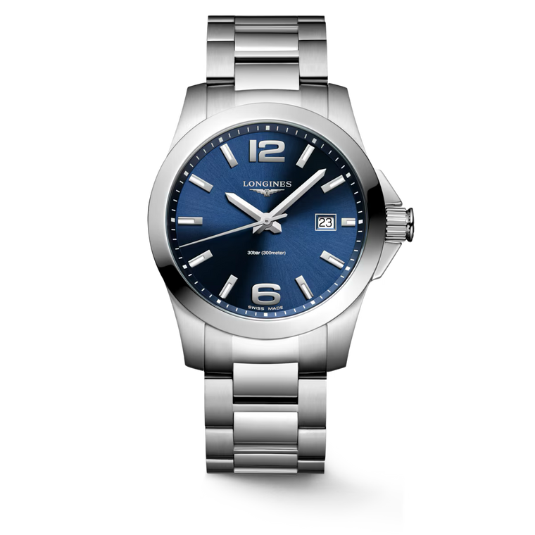 Longines Conquest Quartz Blue Lacquered Dial Stainless Steel Bracelet 41 mm [L3.759.4.96.6]