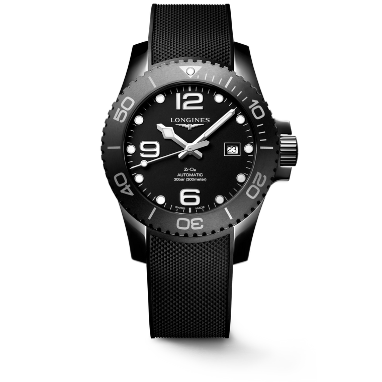 Longines HydroConquest Automatic 43 mm Black Ceramic Case Black Ceramic Dial Black Rubber Strap [L3.784.4.56.9]