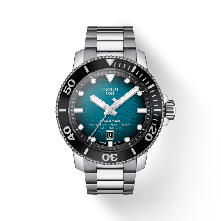 TISSOT SEASTAR 2000 PROFESSIONAL POWERMATIC 80 - TEAL GRADIENT DIAL, METAL BRACELET