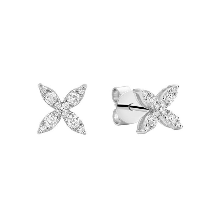 Marquise Flower Diamond Stud Earrings