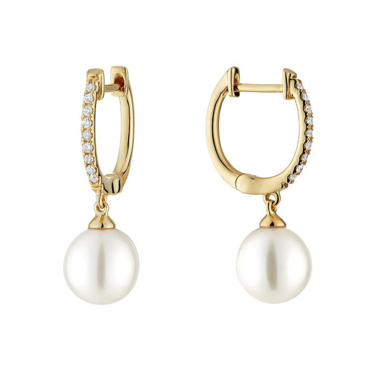 Cultured Pearl & Diamond Dangle Earrings
