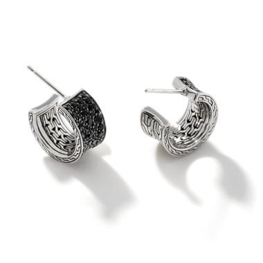 JOHN HARDY: Carved Chain J Hoop Earring EBS9004974BLSBN