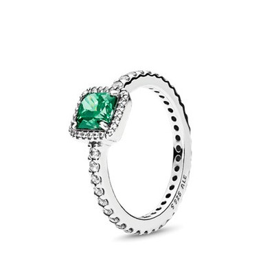 Timeless Elegance Ring, w/ Green and Clear CZ, Size 50