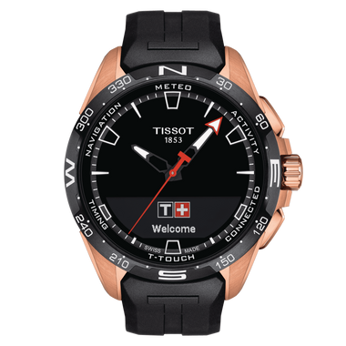 TISSOT T-Touch Connect Solar レッドラバーベルト TISSOT T-TOUCH SOLAR CONNECT, BLACK CAOUTHCOUC STRAP T121