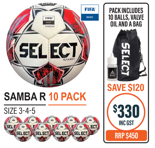 SAMBA WHT/RED (TEN) BALL PACK SAMBA WHT/RED (TEN) BALL PACK