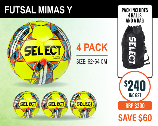 MIMAS FUTSAL BALL 4 PACK YELLOW