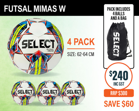 MIMAS FUTSAL BALL 4 PACK WHITE MIMAS FUTSAL BALL 4 PACK WHITE