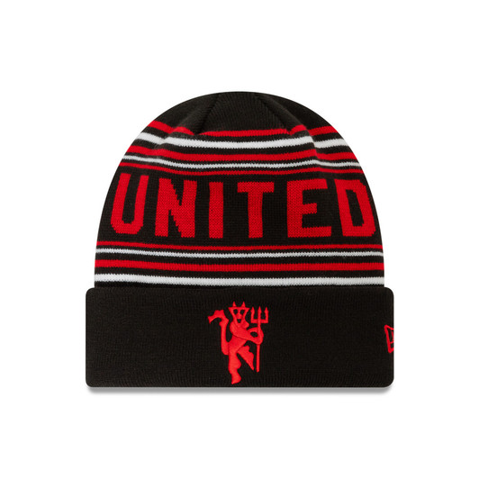 MANCHESTER UNITED STRIPE CUFF BEANIE BLACK/RED
