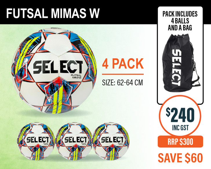 MIMAS FUTSAL BALL 4 PACK WHITE