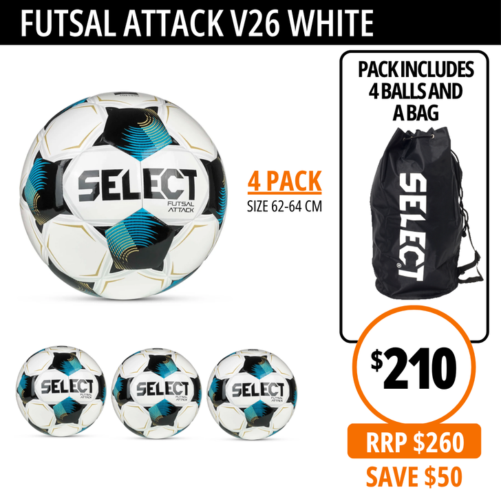 FUTSAL ATTACK V26 WHITE 4-PACK
