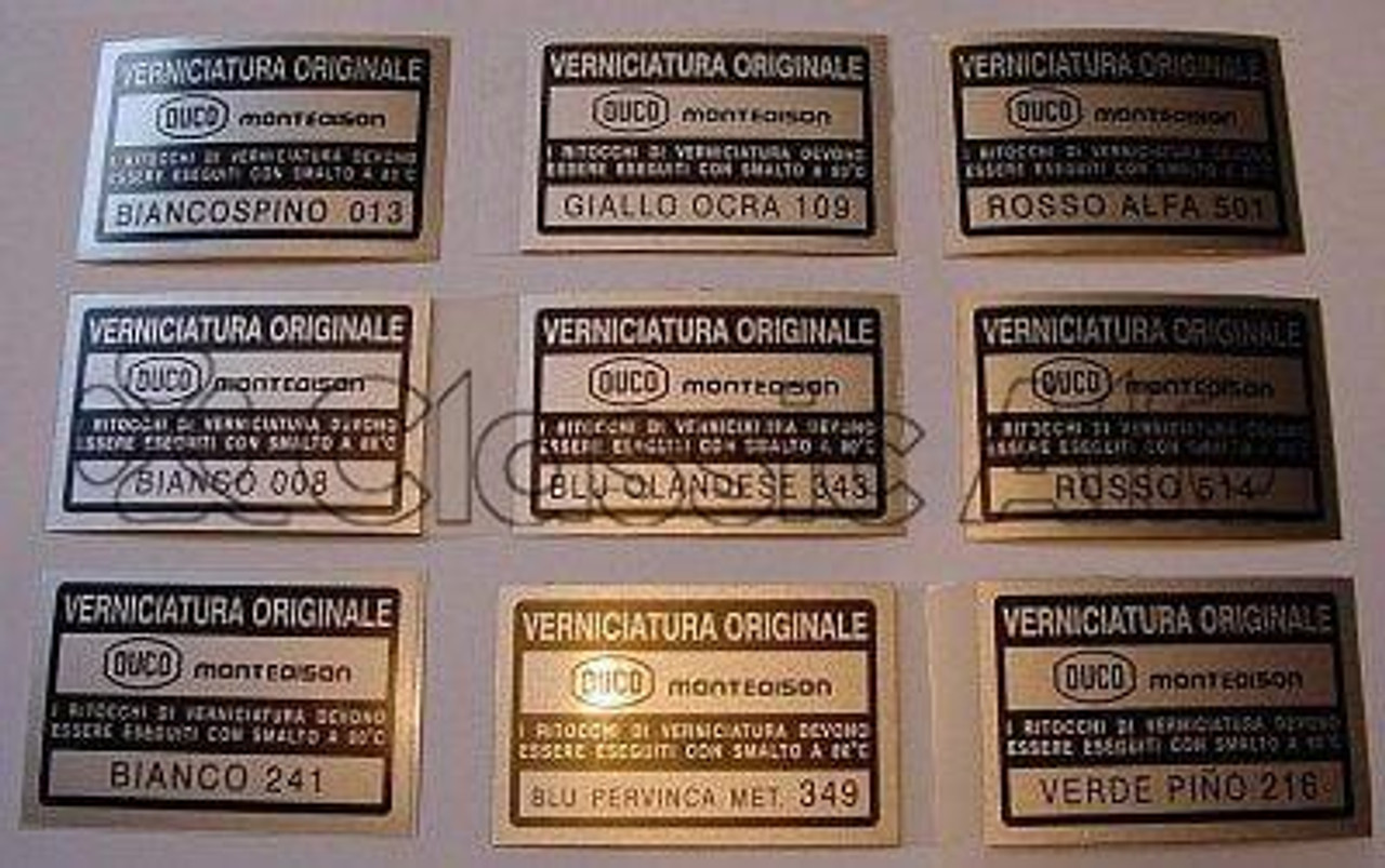 AC063 105 SERIES PAINT CODE STICKER Classic Alfa