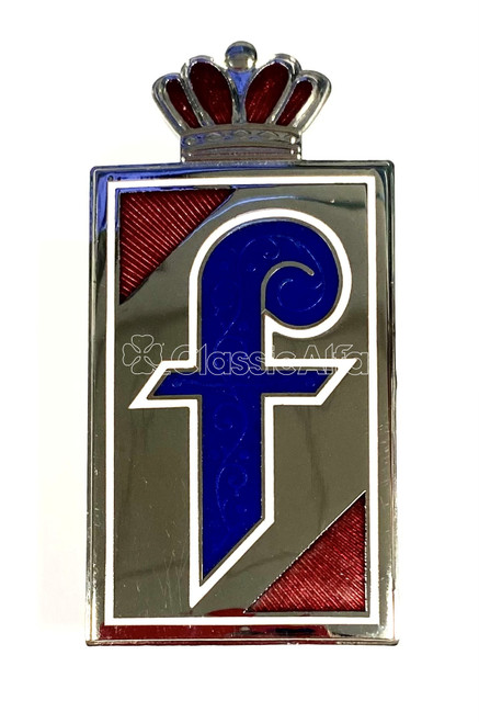 BG019 ENAMEL PININFARINA F BADGE - ROUNDTAIL SPIDER 1966-69 BG019 ENAMEL PININFARINA F BADGE - ROUNDTAIL SPIDER 1966-69