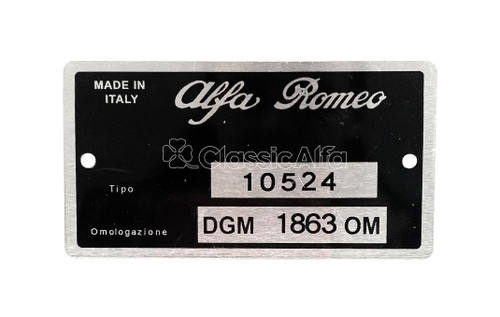 BG070  TYPE PLATE SPIDER VELOCE LHD 105.24  BG070  TYPE PLATE SPIDER VELOCE LHD 105.24