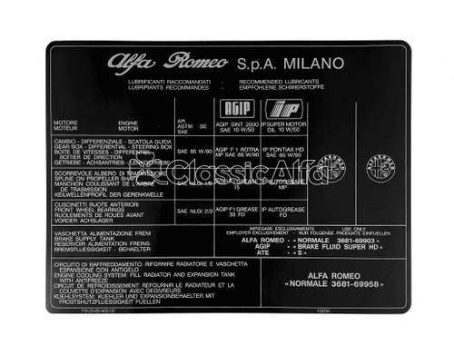 AC042/1 S3 SPIDER INJECTION - LUBRICANTS STICKER AC042/1 S3 SPIDER INJECTION - LUBRICANTS STICKER