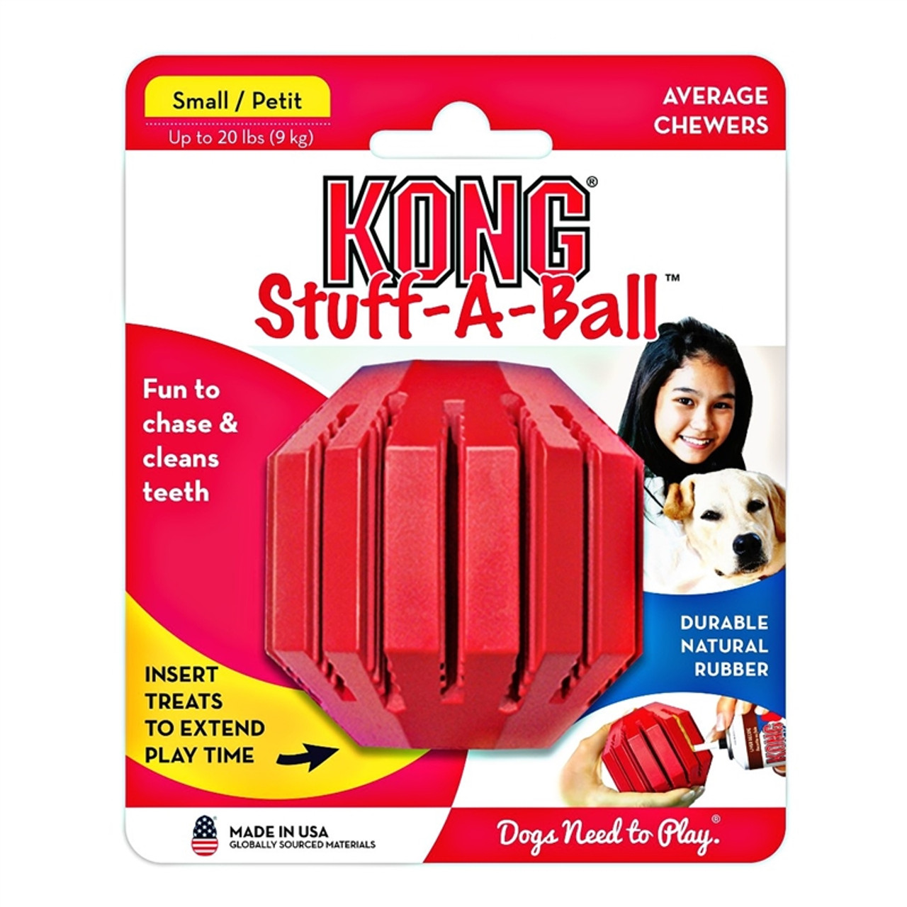 Kong Stuff-A-Ball Small- Kong Dog Toys- Made in USA Dog Toy