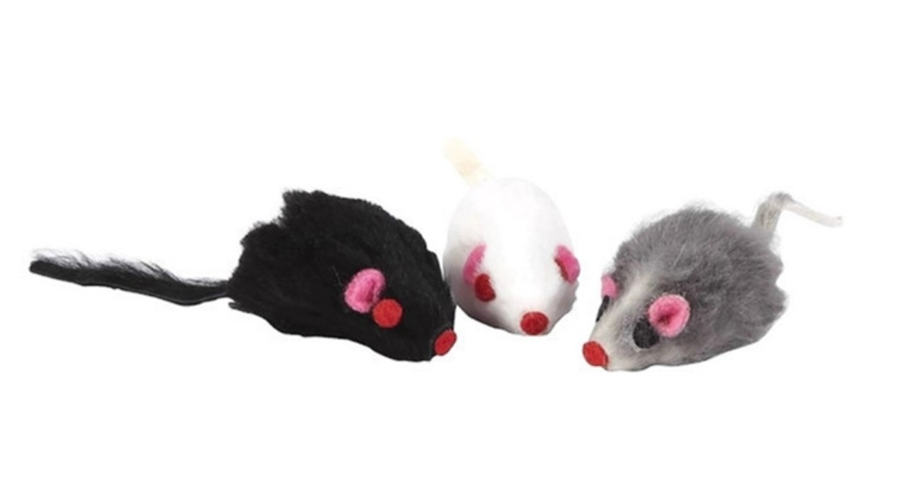 real fur mice cat toys with rattle