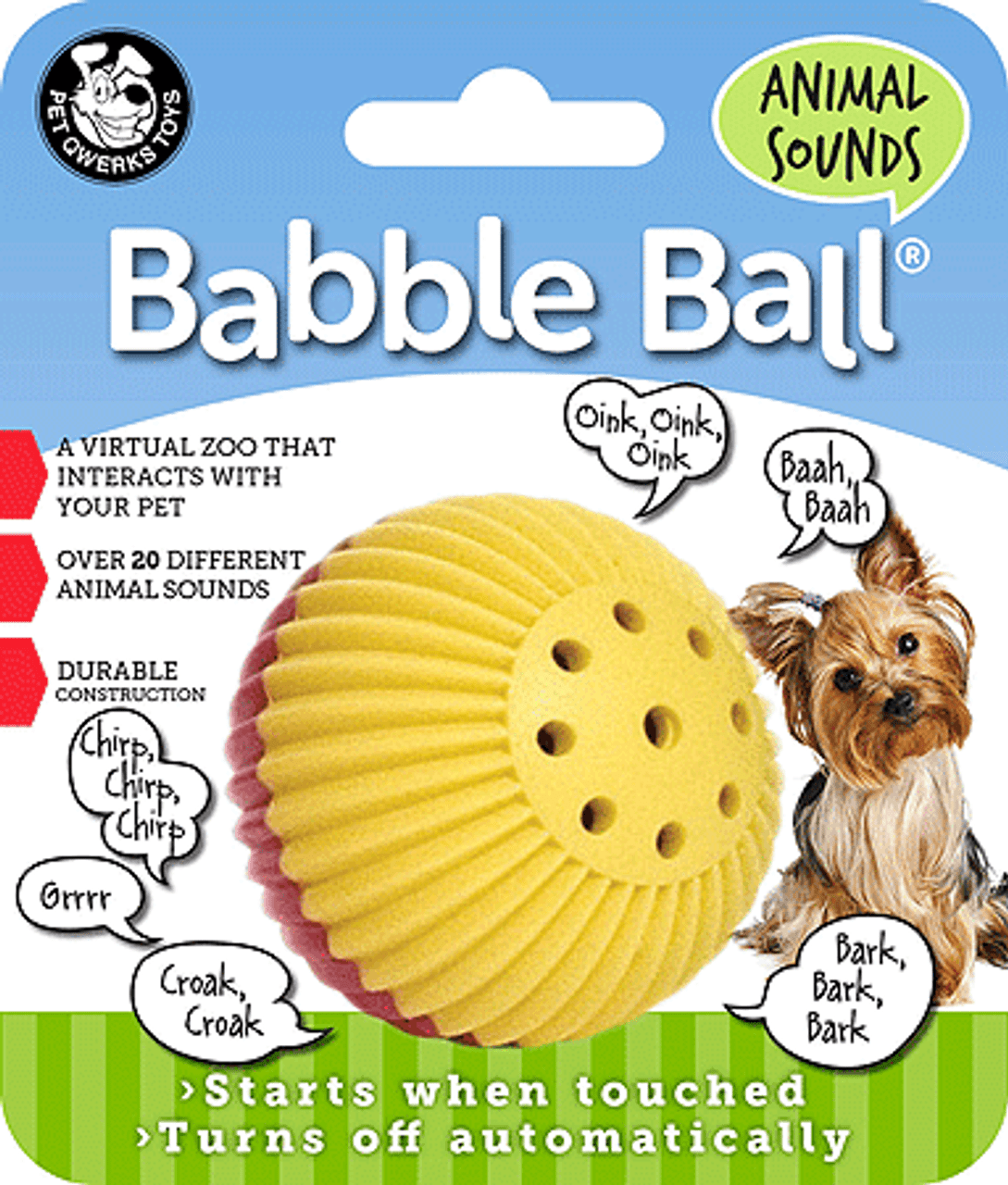 Pet Qwerks Animal Sounds Babble Ball Small-Interactive dog toy