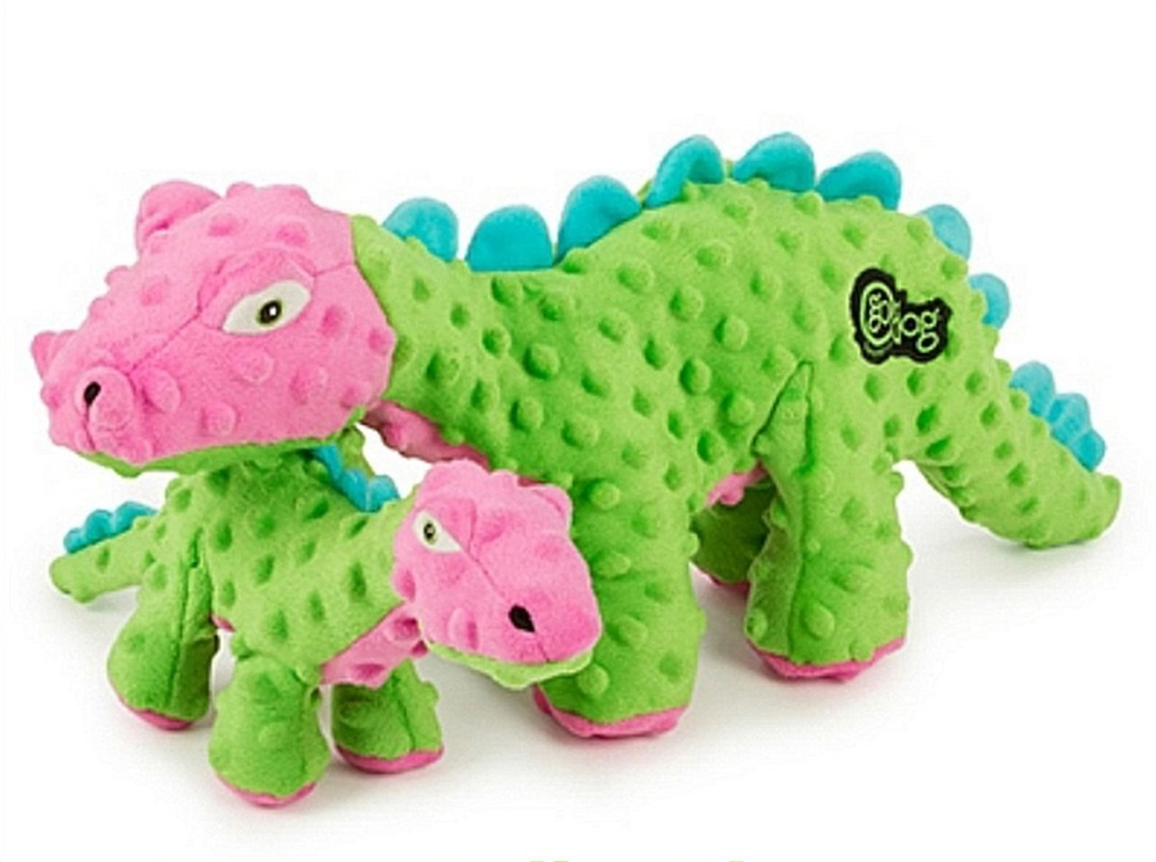 goDog Dinos Spike with Chew Guard Technology Squeaker Plush Dog