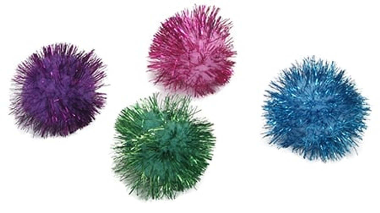 Rascals 1.25 Assorted Glitter Pom Poms Cat Toys 4/Pkg