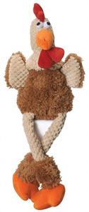 GoDog Checkers Skinny Rooster Dog Toy Small