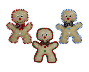 Multipet Holiday Burlap Gingerbread Man Dog Toy