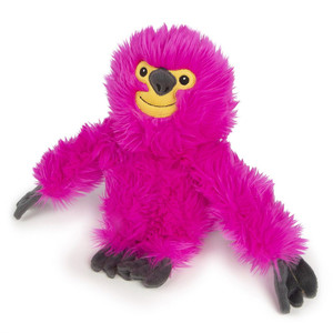 GoDog Fuzzy Pink Sloth Dog Toy  with Chewguard