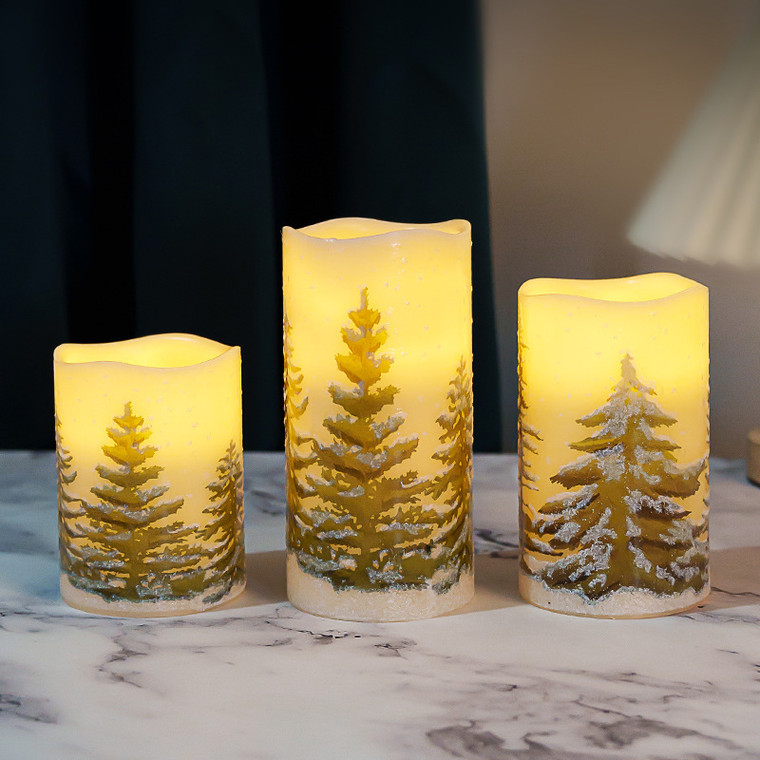 Size: 3PCS Set, Color: Green - Christmas Tree LED Electronic Candle Light Decoration Gift Decoration Q119-CJYD224850004DW