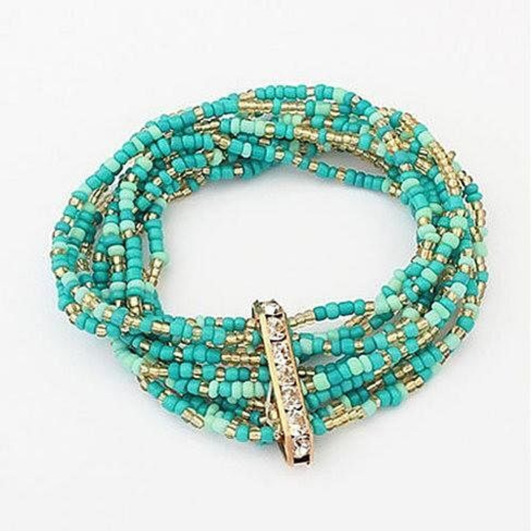 Color: Mint - Bohemian Bead Bracelet in Springy Colors K290-1250756544