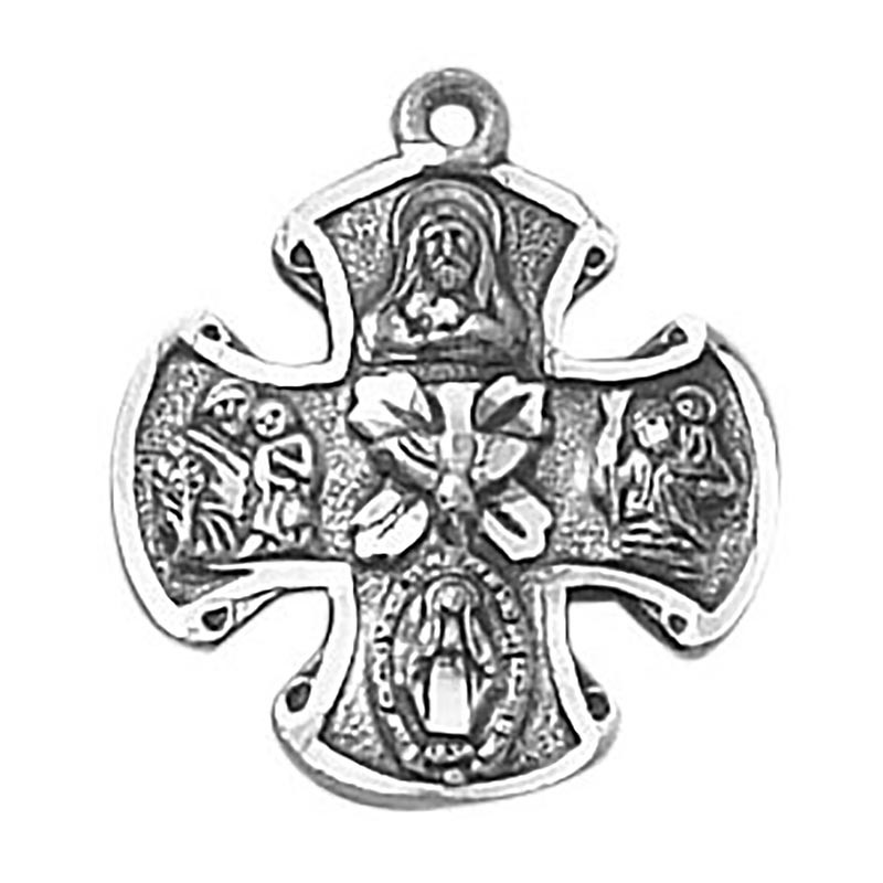 Sterling Silver Medal Four Way Medal (SS444) [Wholesale]Christian Brands Catholic