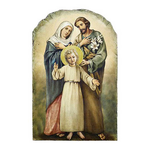 Arched Tile Plaque with Stand - Holy Family 