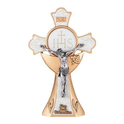 First Holy Communion Holy Mass Standing Crucifix - White