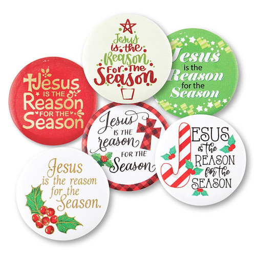 Jesus Is The Reason For The Season Christmas Buttons - 6 Assorted - 36/Pk
