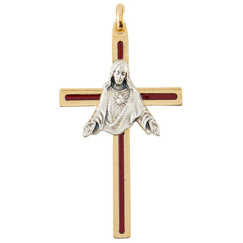 Sacred Heart Cross Pendant - 12/Pk (J7684)