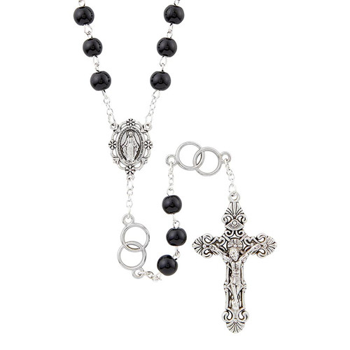 Black Wedding Rosary With Special Intertwining Rings