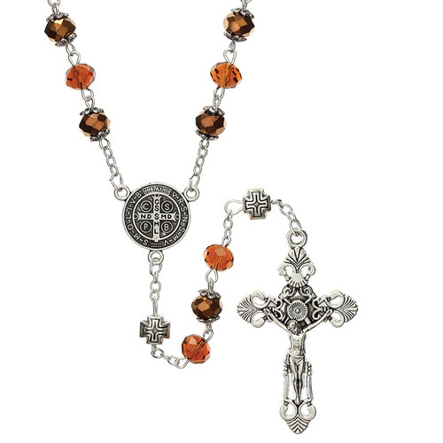 Sun Crystal Rosary - Saint Benedict
