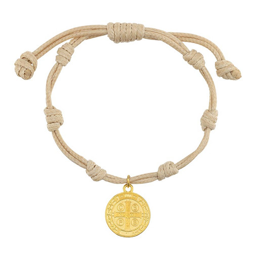 Saint Benedict Medal Bracelet - Tan