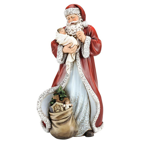 Adoring Santa with Gifts Figure