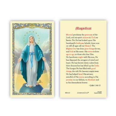 Our Lady of Grace Magnificat Laminated Holy Card - 25/pk AW-EDITADO