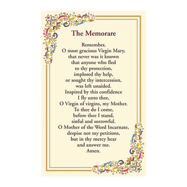 Memorare Prayer Florentine Holy Card - 25/pk