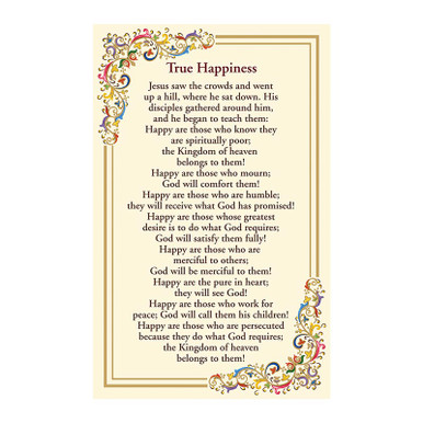 True Happiness Florentine Holy Card - 25/pk