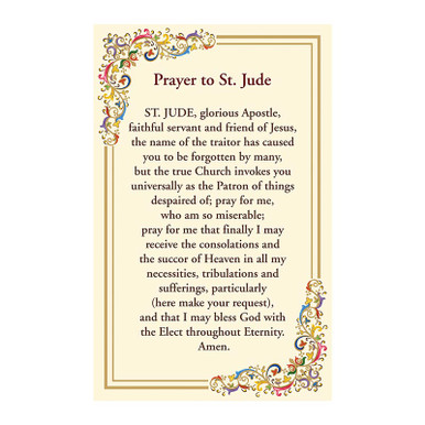 Prayer to Saint Jude Florentine Holy Card - 25/pk