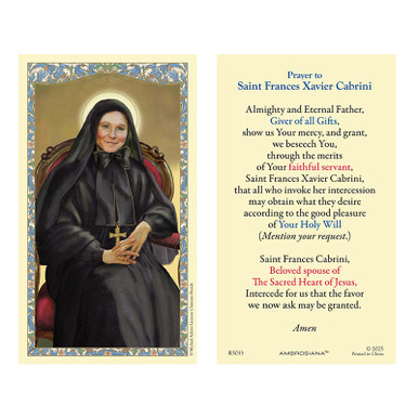 Saint Frances Cabrini Holy Card - 25/pk