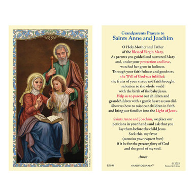 Saints Anne & Joachim Holy Card - 25/pk