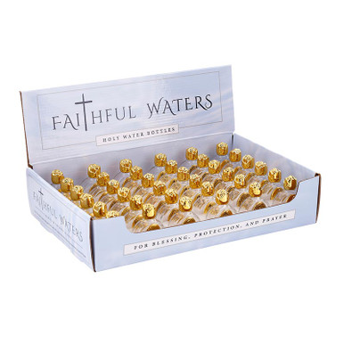 Saints Holy Water Glass Bottles Display - 36 pcs